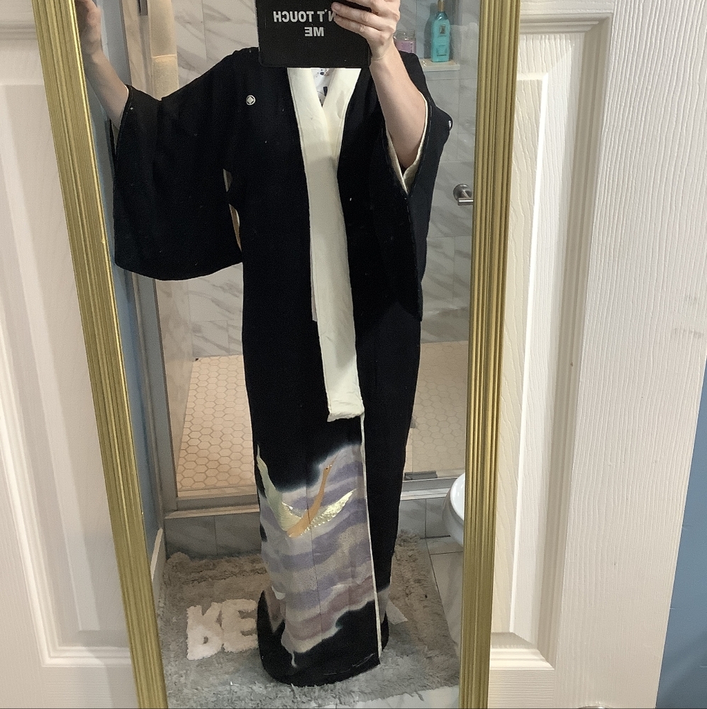 Vintage Japanese 100% Silk Kimono Full Length